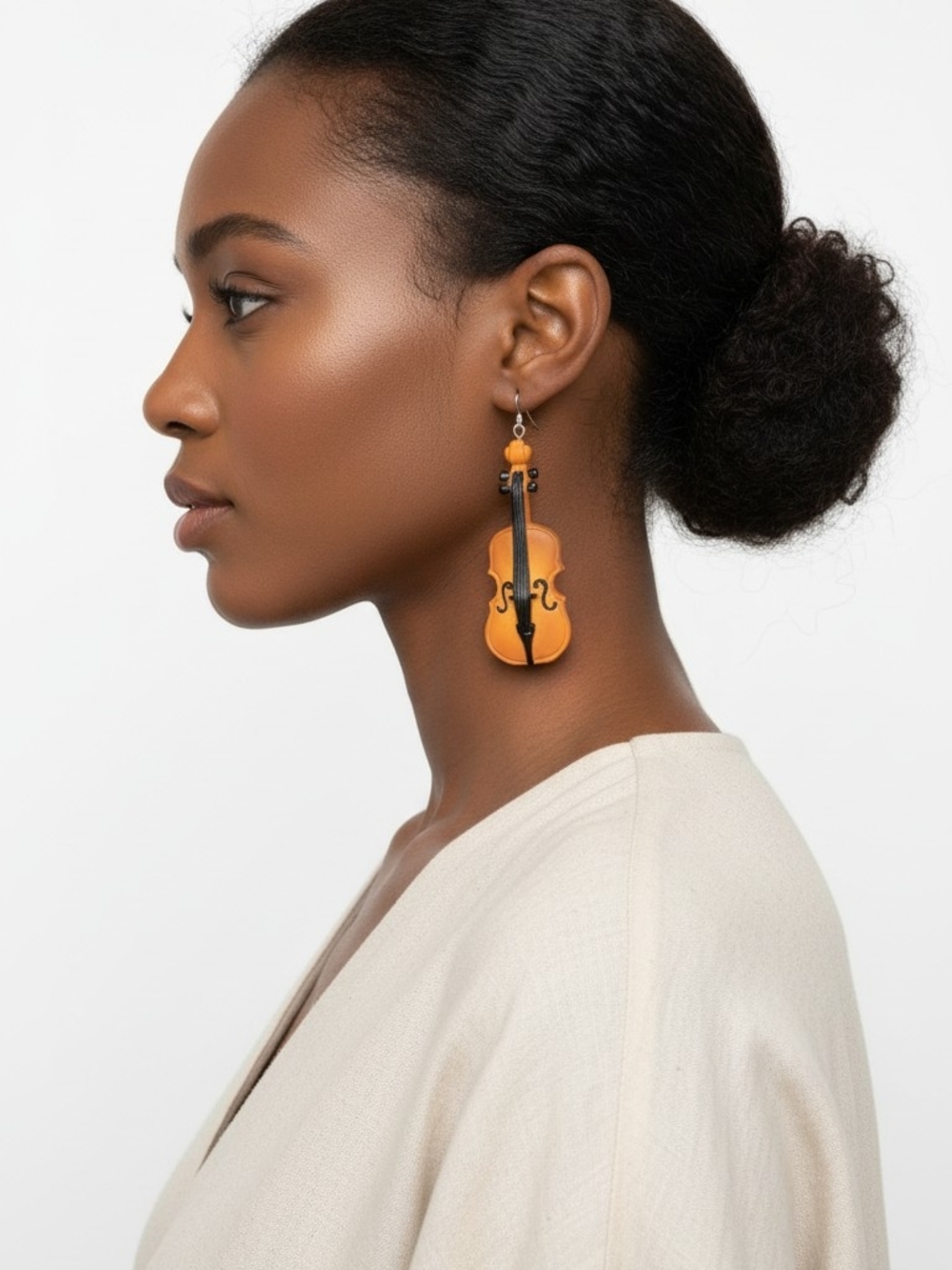 Orange Violin Dangle Earrings - Women Jewelry Earrings